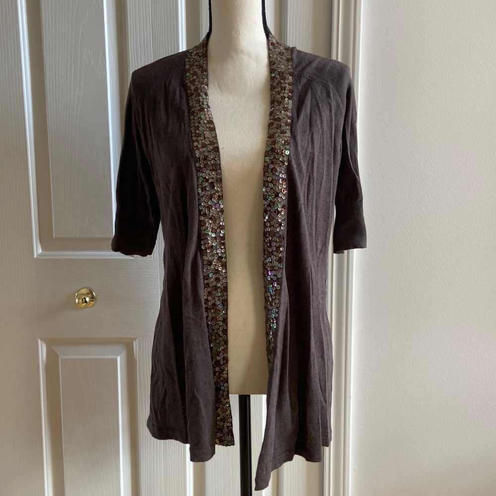 EXPRESS Short Sleeve Sequins Cardigan